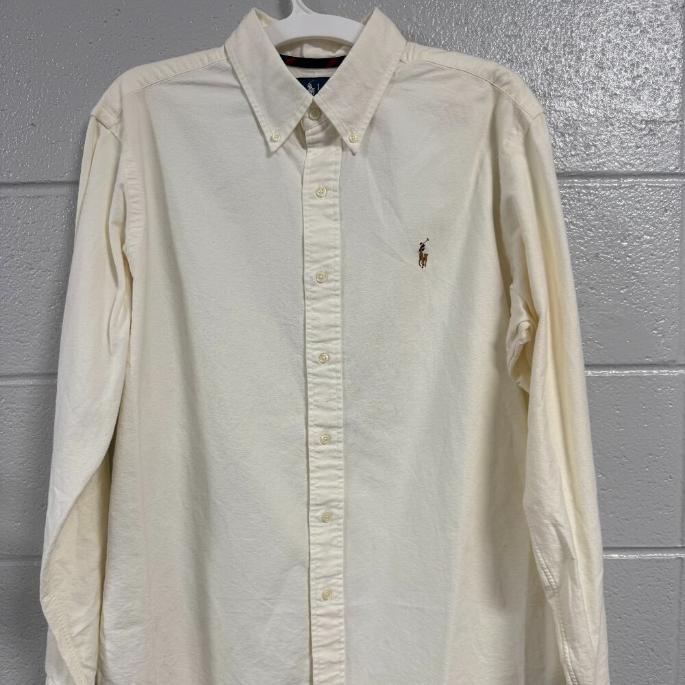 Ralph Lauren Classic Fit Cotton Buttondown in Creme Color-Size Large